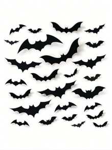 96 piezas de decoraciones de murciélago - Pegatinas de pared de murciélago 3D, 4 tamaños, reutilizables, adecuadas para manualidades DIY, baño, bar, oficina, interior, suministros para fiestas de Halloween, decoración otoñal del hogar, Navidad
