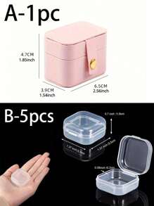 1pc Mini Portable Jewelry Box, Travel Ring Storage Box, Small PU Jewelry Box, Suitable For Rings, Earrings, Pendants And Other Small Jewelry, Back To School Essentials. - Multicolor - View 8