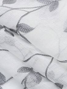 1pc Embroidered Sheer Curtain, Softening Light Sheer Curtain, Perforated Sheer Curtain, Grommet Sheer Curtain, Semi-Transparent Filtering Sheer Curtain, Suitable For Home Or Office Use, Solid Color Farmhouse Style Curtain For Living Room, Bedroom, Balcony, Home Decor