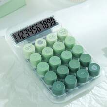 1 pieza Calculadora de botones grandes de 10 dígitos con degradado de color, carcasa transparente estética, kawaii para padres, rosa, colores degradados básicos, 14,5 cm