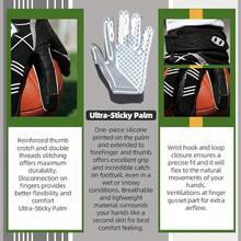 Guantes de receptor deportivo, guantes de fútbol americano para jóvenes y adultos - Negro - Ver 6