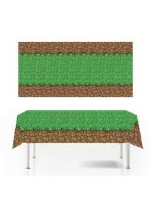 Mantel de plástico desechable con licencia oficial, decoración de la temática de Guerras Pixeladas de minería, impermeable