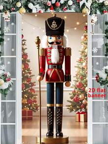1 faixa de porta com tema natalino, capa de porta com tema natalino, bandeira de porta com estampa de quebra-nozes, 90 cm x 180 cm, material de poliéster durável, decoração de Natal, decoração de festa com tema natalino, decoração interna e externa, ideal para varanda, quintal, garagem e decoração de casa - Multicolorido - Ver 1