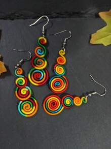 2 Paar bunte bohemische Regenbogen-Ohrringe, modische gewebte unisex Paar-Ohrringe, geeignet für den Alltag, Festivals, Schulanfang, Weihnachten, Paar-Schmuck (Zufallsfarbe)