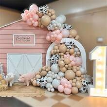 60Pcs Cow Print Balloons, Pastel Pink Cow Print Latex Balloons, Pink Cream Beige White Balloons For Birthday Baby Shower Cowgirl Rodeo Farm Animals Gender Reveal Party Decorations Supplies - Multicolor - View 7