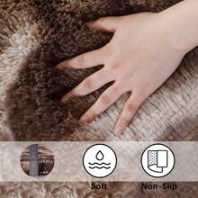 Plush Shaggy Rug For Living Room And Bedroom, Tie-Dye Coffee  Soft Fuzzy Long Pile Carpet For Dorm, Apartment, Or Home, Modern Cozy Area Rug For Home Decor - 紮染咖啡色 - 查看 6