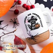 9 件可爱浣熊万圣节 UV DTF 转印贴纸 - 幽灵南瓜和女巫杯贴花，适用于玻璃杯、玻璃杯、马克杯、瓶子、DIY 艺术工艺品用品、万圣节装饰 - 彩色 - 查看 5