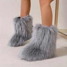GCCSJ Fur Boots,Women's Mid-Calf Faux Fur Snow Boots - Warm Fluffy Fuzzy Winter Boots With Anti-Flat Sole, Comfortable Furry Ankle Boots For Indoor Home & Outdoor Cold Weather, Stylish Warm Winter Footwear For Daily Walks, Shopping & Snowy Days (Multiple Colors)The Best Gift For Christmas/Halloween