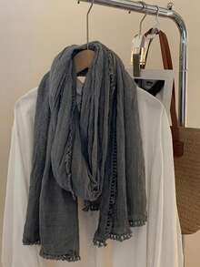 1 Men's Business Scarf, Solid Lace Patchwork Neckerchief | Unisex Lightweight Long Scarf | Retro Art Style Shawl | Desert And Everyday Sun Protection Shawl | Versatile Scarf And Headscarf