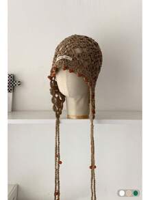 1 件波西米亚花流苏镂空头带帽，手工编织夏季复古帽，适合女士秋季配饰 - 針織帽 - 查看 19