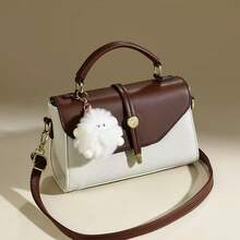 Women Top Handle Bags - 咖啡配白 - 查看 2