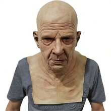 Realistic Bald Old Man Mask, Funny Costume Mask, Adult Latex Mask, Cosplay Party Masquerade Prop - Apricot - View 15