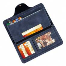 Portafoglio lungo da uomo. Semplice e versatile. Portafoglio da uomo con bottone magnetico. Frizione multi-carta