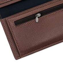 Portafoglio lungo da uomo. Portafoglio da uomo in PU semplice e business, con tre pieghe. Borsa multifunzionale con più slot per carte