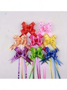 100 Vibrant And Colorful Bows Suitable For Gift Packaging - Elegant Plastic Bows With Ribbon Tails, Perfect For Weddings, Birthdays, Festivals, And Special Occasions, Christmas Ribbons - Multicolor - View 3