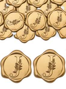 30/50 Pcs Letter Wax Seal Stickers, Gold Initial Alphabet Adhesive Wax Seal Stickers, Envelope Seal Stickers Envelope Seals Self Adhesive Gold Stickers For Thanksgiving Card/Gift Wrap/Wedding Engagement Party Invitation Wedding Party Birthday Christmas