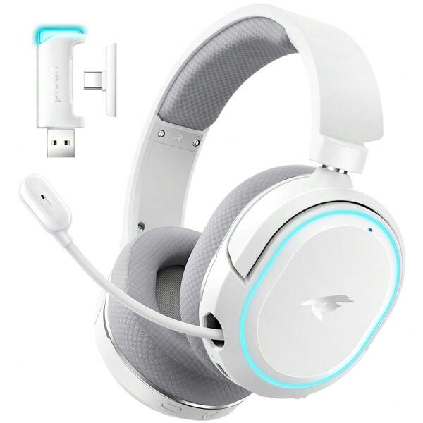 Picun Picun G2 2,4 GHz kabellose Over-Ear Gaming-Kopfhörer, 2,4 GHz kabellose Gaming-Kopfhörer, Ultra-Low-Latency-Modus, Rauschunterdrückung 5,3 Kopfhörer mit Mikrofon, Hi-Res-Audio, kabellos V5.4 für schnelle & stabile Verbindung, 100 Std. lange Akkulaufzeit