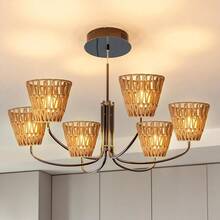 1pc/2pcs Handmade Woven Rattan Lamp Shade, Rattan Bell Lamp Shade, Suitable For Table Lamp, Pendant Light Fixtures, Easy Installation