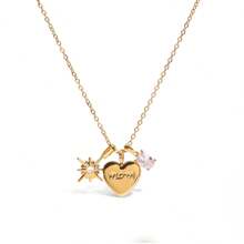 Heart Mom Pendant Necklace For Mother's Day Stainless Steel Delicate Jewelry Gift Zirconia Star Charm Necklace