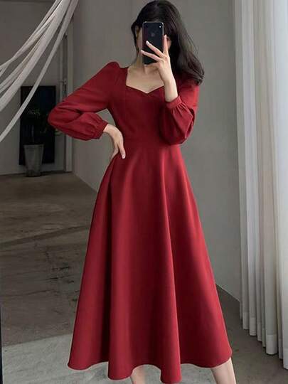 Vestidos largos de mujer Hepburn vintage cuello en v largo temperamento vestidos largos