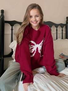 1pc Girls Casual Thick Pullover Sweater, Comfortable Student Knitwear For Autumn/Winter - Soft & Cozy Solid Color Sweater, Perfect For Warm Days And Cold Nights