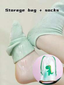 1 Cặp Mặt nạ dưỡng ẩm cho chân (Có túi đựng) - Tất silicon đựng tinh dầu, Vật dụng cần thiết khi đi du lịch, Túi rút trong suốt họa tiết hoạt hình, Di động - Chăm sóc chân khô và nứt nẻ, Miếng dán gel dưỡng ẩm cho gót chân và chân - Nhiều màu - Xem 3