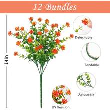 1 Stück/3 Stücke/5 Stücke/40 Stücke Künstliche Blumen - Eukalyptusblumen, Seide Eukalyptusblumen, Künstliche Pflanzen, Heim, Esszimmer, Wohnzimmer, Außengarten Dekoration, Die Kunst des Blumenarrangierens, Fotografie Requisiten, Herbst, Vase, Blumenwand, Blumenkranz, Brautstrauß, Hochzeitsdekoration, DIY Blumenkranzmaterialien, Geburtstagsparty Dekorationsmaterialien, Heimdekoration Accessoires - orange - Übersicht 2