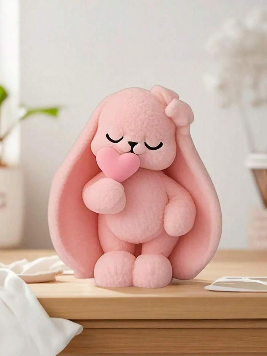 1pc Cute Rabbit Heart Silicone Candle Mold - Detailed & Easy Release, Suitable For Candle/Resin/Clay, Easter Gift Silicone Mold - White - View 1