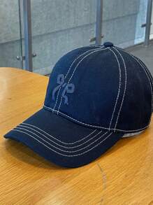 1 pieza Gorra de béisbol con bordado de lazo para volver a la escuela para mujeres, versátil y dulce, sombrero visera estilo coreano a cuadros, favorecedora, para primavera/verano