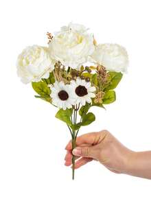 1pc/3pcs 12inch Romantic Silk Peony& Hydrangea Bouquet Artificial Flowers Centerpieces,Plastic Flowers Handheld Flower Arrangement For Wedding/Home/Bedroom/Living Room/Table Decoration/Bride's Bouquet/Wedding Decorations/Fall Decor ﻿ - White - View 3