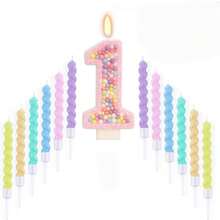 13pc Number 0-9 Digit Birthday Candles,Macaron Style With Glitter Sequins, Suitable For Birthday Party Cake Decoration, Suitable For Anniversary Parties,Suitable Wedding Anniversary , Suitable For Cute Pet Theme Cake Decoration Candles, Cake Decoration Pure Handmade DIY,Preferred Gift - Multicolor - View 10