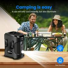 Portable Camping Fan Outdoor Waist Fan Hanging Fan Large Capacity Long Battery Life Camping Emergency Light Household Electric Fan  USB Rechargeable Lighting   For Tent, Beach, Jobsite, Office, Emergency-Black - 黑色 - 查看 4