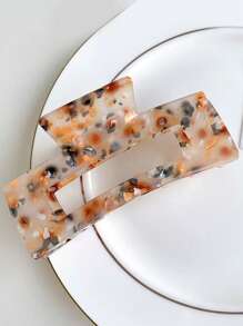 1pc Women's Marble Texture Square Hollow Colorful Hair Claw Clip, Daily Hairstyle Accessory Hair Accessories