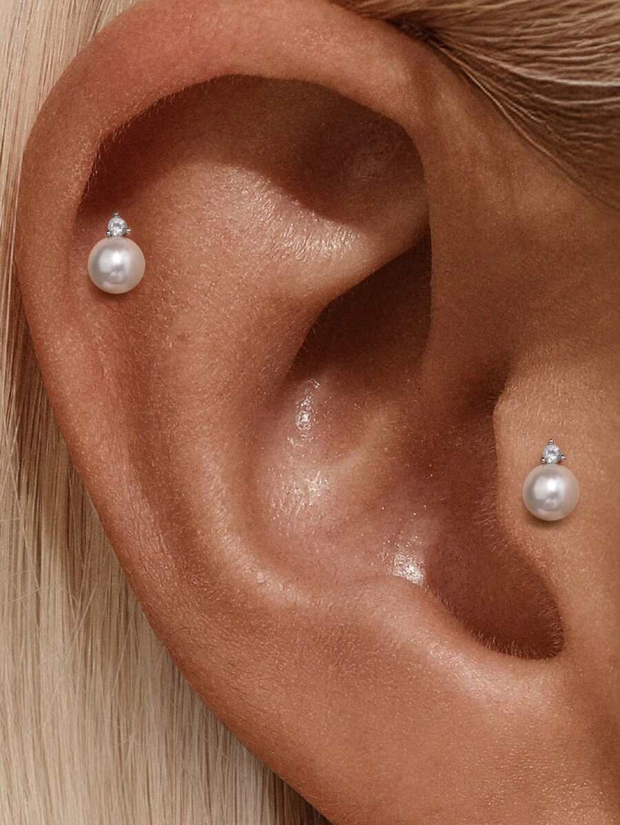 1 对复洛克珍珠耳钉 18K 镀金仿古仿珍珠吊坠耳环女士日常佩戴婚礼派对订婚情人节礼物