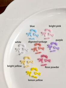50个珠光奶油色蝴蝶结美甲装饰，可爱3D女孩，马卡龙，果冻蝴蝶结树脂美甲饰品，春夏树脂可爱3D丝带蝴蝶结美甲装饰，彩色混合3D清新蝴蝶结树脂美甲饰品，美甲用品 - 彩色 - 查看 8