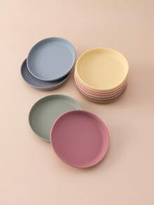 PopLittleOne 1pc Baby Silicone Tableware Round Shape Suction Baby Plate Feeding Training Baby Dishes Solid Color Baby Food Storage - Multicolor - View 2