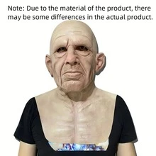 Realistic Bald Old Man Mask, Funny Costume Mask, Adult Latex Mask, Cosplay Party Masquerade Prop - Apricot - View 10