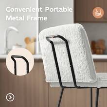 26" Bar Stools Set Of 2, Upholstered Velvet Counter Height Barstools With Back And Metal Legs, Modern Island Chairs For Kitchen Island - White - View 6