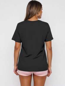 LOVE JOYY Mazzy Star Women's Casual Crew Neck T-Shirt, Cute Swan Cartoon Print, Band Short Sleeve Tee, Vintage 90s Band T-Shirt, Gift For Her, Suitable For All Seasons - Grey - View 3