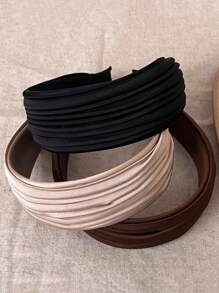 3 件女士时尚简约优雅纯色褶皱百搭头带，适合日常使用，居家、学校、海滩、工作、派对、节日、生日、返校、新年、情人节、母亲节、婚礼、音乐节、毕业典礼、发带、发箍、发饰