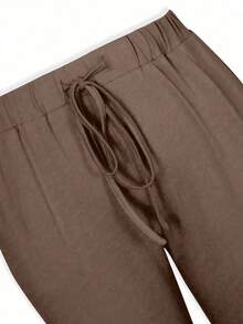 Plus Size Women's Solid Color Simple Casual Pants - Camel - View 3