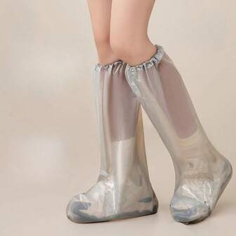 1pc/5pcs 5 Pairs Grey Disposable Waterproof Shoe Covers - Thick Adult Rain Boot Covers, Elastic Opening Design, Individually Packaged, Suitable For Travel, Hiking, Rainy Days, Full Coverage Durable Shoe Covers