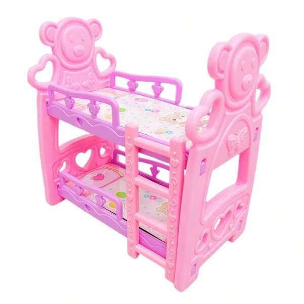 1pc Kids Doll Furniture Self-Assembled Doll Bed Doll For Girls, Random Color, Length 39.5cm
