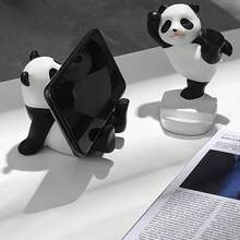 可爱熊猫手机和平板电脑支架，可爱的桌面手机支架，装饰新奇配件，办公室和家居装饰，通用，3.54英寸和3.94英寸高