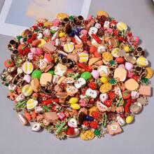 2 piezas/15 piezas/24 piezas Lindos dijes de aleación de zinc esmaltados con diseños 3D realistas de comida, animales, frutas, pasteles, sandía, corazón, cereza, chile, ideales para manualidades y elaboración de joyería