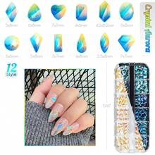 120Pcs Nail Rhinestones Moonlight 12 Shapes Big Gems Flatback Rhinestones K9 Glass Stones Nail Art Diamonds Crystals Jewels Nail Charms Arylic Nails Face Eye Makeup Crafts