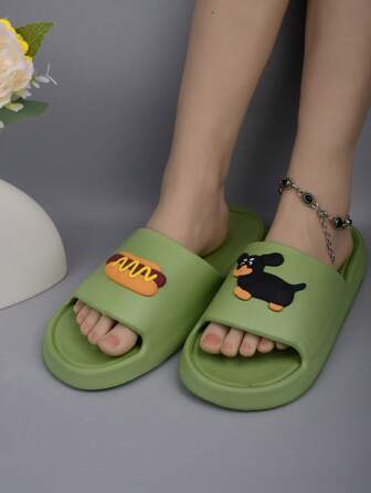Cute Slippers For Women, Indoor Home Slippers, Thick Non-Slip Sole, Versatile & Comfortable, Sausage Dog Pattern, Suitable For Indoor, Outdoor, Portable Use