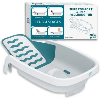 Sure Comfort - tina reclinable 4 en 1, tina ajustable todo en 1, para recién nacidos y niños pequeños, asiento de baño de bebé se ajusta a medida que el bebé crece, edades de 0 a 2