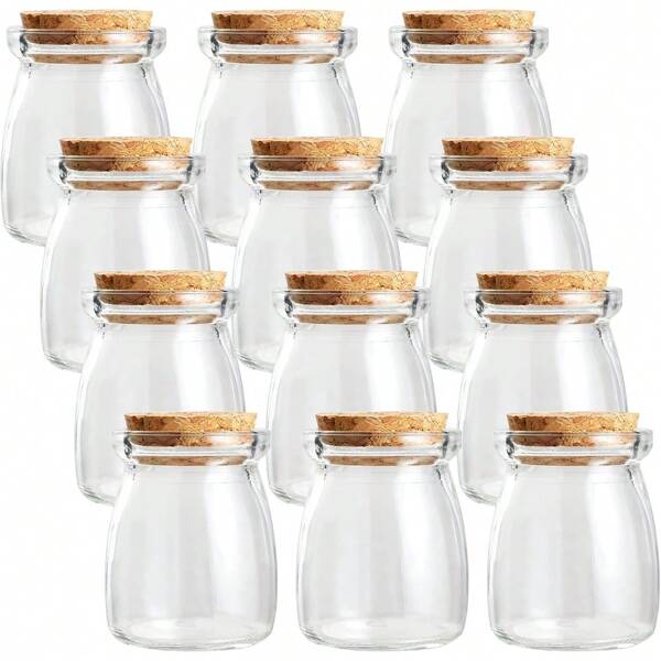 4pcs, Pudding Glass Jar With Cork Lid, Desktop Candle Container, Food Spice Storage, DIY Storage Jar, Suitable For Wedding Gifts, Holiday Gift Giving, Christmas, Halloween, Valentine's Day, Father's Day And Mother's Day