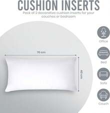 Relleno de almohada súper suave con fibra virgen de silicona, 1 o 2 o 4 o 6 piezas de inserto de almohada decorativa para cama, relleno de almohada cómodo para cojines de sofá o almohadas, varios tamaños: 40 * 70, 40 * 75, 40 * 80, 40 * 90, 40 * 105, 40 * 135, 40 * 150 - Blanco - Ver 2